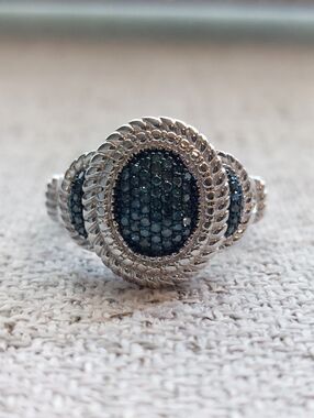 Affinty Diamonds Sterling Silver Blue Diamond Ring SZ 9 NEW